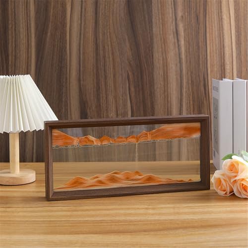 KANLVU Quadratische Form Sandscape Flüssige Bewegung Meereswelle Sandbilder Holzrahmen Fließende Sandmalerei Für Zuhause & Büro Schreibtischaccessoires(Gelb,12in) von KANLVU