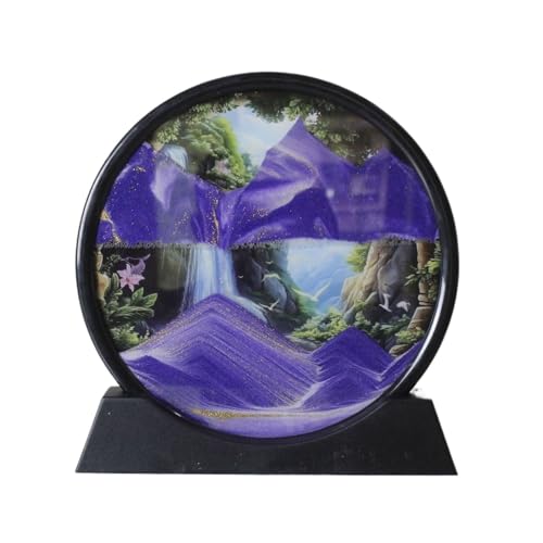 KANLVU Sandbilder 3D-Landschaft Sandscape Flüssige Bewegung Skulptur Fließende Sandmalerei Ornamente Modern Sanduhr Bürodekoration(Purple,12in) von KANLVU