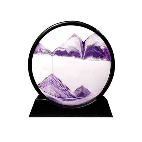 KANLVU Sandbilder 3D-Tiefsee Fließende Sandmalerei Flüssige Bewegung Schwarzer Rahmen Anpassbare Landschaft Sandscape Für Die Wohnraumgestaltung Und Büro Dekoration(Purple,7in) von KANLVU