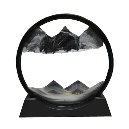 KANLVU Sandbilder 3D-Tiefsee Fließende Sandmalerei Flüssige Bewegung Schwarzer Rahmen Anpassbare Landschaft Sandscape Für Die Wohnraumgestaltung Und Büro Dekoration(Schwarz,7in) von KANLVU