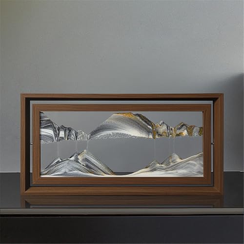 KANLVU Sandbilder Berg Sandscape Flüssige Bewegung Quadratische Form 360°-Drehung Fließende Sandmalerei Für Zuhause Büro Entspannungsdekoration(Schwarz) von KANLVU