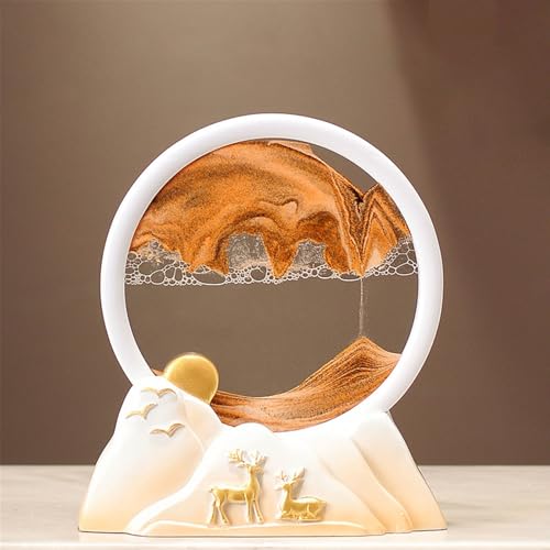 KANLVU Sandbilder Bild Flüssige Bewegung 3D-Tiefsee Fließende Sandmalerei Mit Dekorativem Sockel Sandscape Für Zuhause Und Büro Dekoration(Gelb) von KANLVU