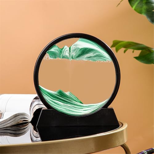 KANLVU Sandbilder Bild Flüssige Bewegung Geografie Fließende Sandmalerei Display 3D-Desktop Sandscape Schreibtischaccessoires Zum Stressabbau(12in,Black Frame_G) von KANLVU