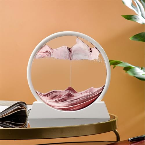 KANLVU Sandbilder Bild Flüssige Bewegung Geografie Fließende Sandmalerei Display 3D-Desktop Sandscape Schreibtischaccessoires Zum Stressabbau(12in,White Frame_E) von KANLVU