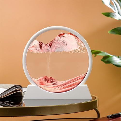 KANLVU Sandbilder Bild Flüssige Bewegung Geografie Fließende Sandmalerei Display 3D-Desktop Sandscape Schreibtischaccessoires Zum Stressabbau(7in,White Frame_F) von KANLVU