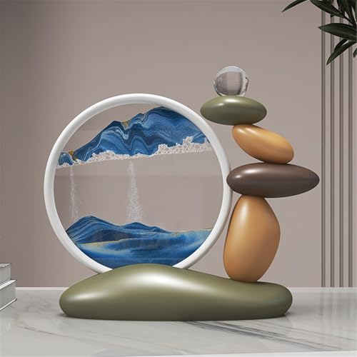 KANLVU Sandbilder Flüssige Bewegung Schreibtisch Sandscape Display Mit Auslaufsicherem Design Fließende Sandmalerei Zuhause Büro Zen Dekorationsgeschenk(Blau) von KANLVU
