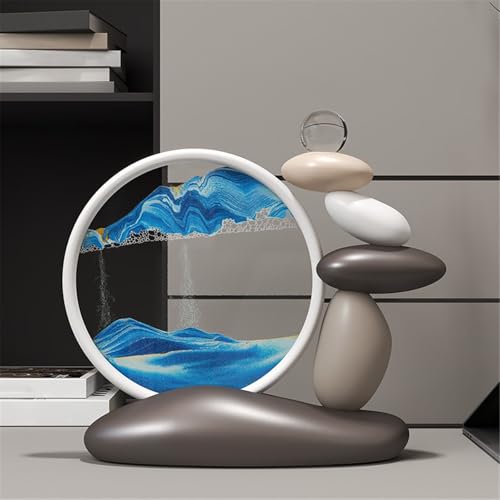 KANLVU Sandbilder Flüssige Bewegung Schreibtisch Sandscape Display Mit Auslaufsicherem Design Fließende Sandmalerei Zuhause Büro Zen Dekorationsgeschenk(Blue A) von KANLVU