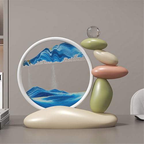 KANLVU Sandbilder Flüssige Bewegung Schreibtisch Sandscape Display Mit Auslaufsicherem Design Fließende Sandmalerei Zuhause Büro Zen Dekorationsgeschenk(Blue B) von KANLVU