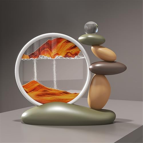 KANLVU Sandbilder Flüssige Bewegung Schreibtisch Sandscape Display Mit Auslaufsicherem Design Fließende Sandmalerei Zuhause Büro Zen Dekorationsgeschenk(Gelb) von KANLVU