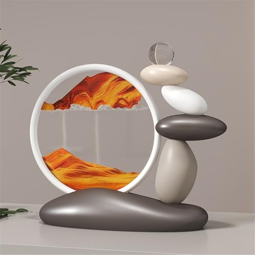 KANLVU Sandbilder Flüssige Bewegung Schreibtisch Sandscape Display Mit Auslaufsicherem Design Fließende Sandmalerei Zuhause Büro Zen Dekorationsgeschenk(Yellow A) von KANLVU