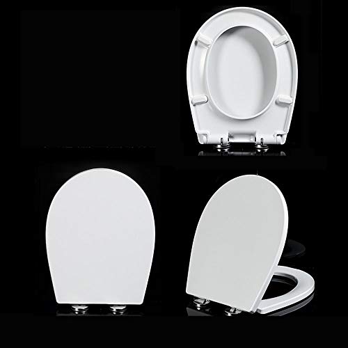 KANNORE WC-Sitz, WC-Sitze mit Absenkautomatik, weiß, Schnellverschluss, verstellbare Scharniere, Befestigung Oben/unten, Toilettendeckel, antibakterielles Urea-Formaldehyd-Harz-O-1 von KANNORE