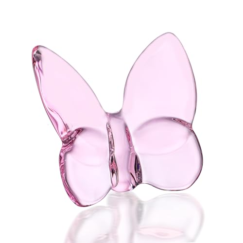 KANPURA Rosa Kristall-Schmetterlingsfigur, fliegende Schmetterlingsfigur, Glas-Schmetterling-Ornament, Kristalltier-Sammelstück, Geschenk für Schmetterlings-Enthusiasten und Sammler von KANPURA
