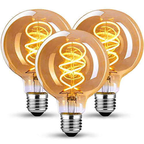 Edison Vintage Glühbirne E27, E27 LED Vintage Dimmbar 4W Retro LED Lampe Warmweiß 2700K Edison Glühbirne E27 Vintage Ideal für Nostalgie und Retro Beleuchtung im Haus Café Bar - 3 Stück (G80 SLX) von KANQIAO