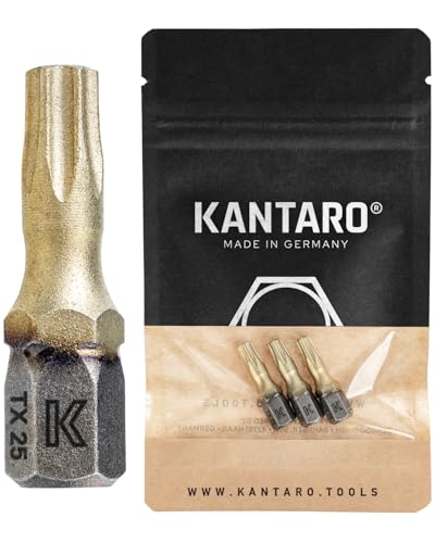 KANTARO 5233 ZrN Bit TX25 x 25mm (3 Stück) Made in Germany Torsion T Bits für TORX-Schrauben von KANTARO