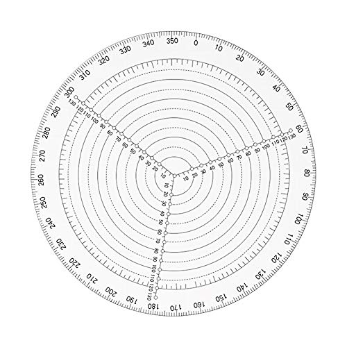 Winkelmesser, Lineal für die Holzbearbeitung, Mittelfinder, vollständiger Winkelmesser (gegenüber der Zahl (0-360 Grad, Durchmesser 200 mm, Plexiglas)) transparent von KANUBI