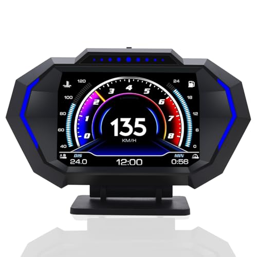 KAOLALI Head up Display OBD2+GPS Auto HUD Universal Digital Tachometer mit Geschwindigkeitswarnung, Müdigkeitserinnerung, MPH KM/H für Alle Autos von KAOLALI
