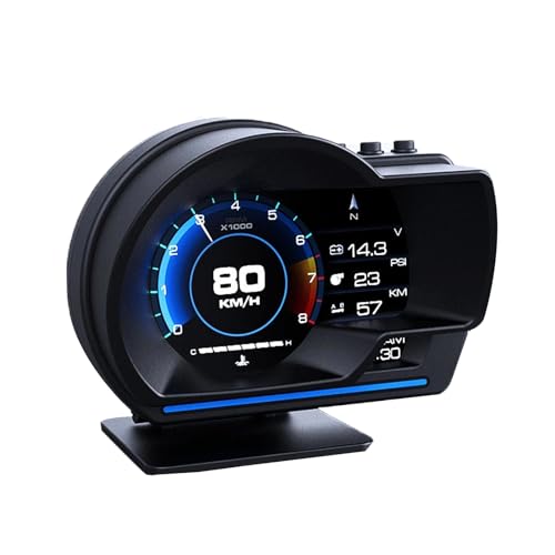 KAOLALI Head Up Display OBD2 + GPS Dual System Digital Tachometer KMH & MPH Auto HUD Head Up Display mit Navigation Überdrehzahlwarnung Wasser- und Öltemperaturalarm von KAOLALI
