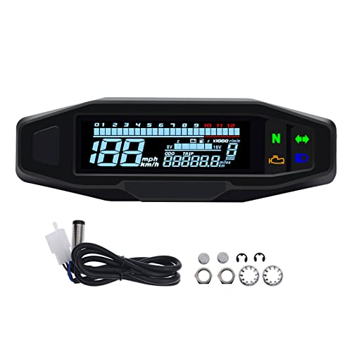KAOLALI Universal-Digital-Tachometer für Motorrad, mit LCD-Display, Vergaser, Kilometerzähler mit Sensor von KAOLALI