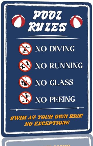 Metall-Blechschild "Outdoor Pool Rules", "Swim At Your Own Risk", Metallschilder, Heimschwimmbad, Dekoration, 20,3 x 30,5 cm Metall-Blechschild "Outdoor Pool Rules", "Swim At Your Own Risk", Metallschilder, Heimschwimmbad, Dekoration, 20,3 x 30,5 cm von KAOQUANYA