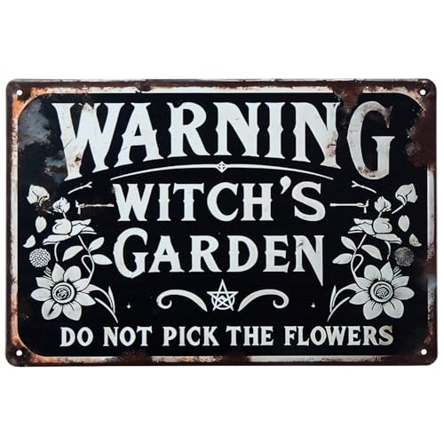 Metall-Blechschild mit Aufschrift "Warning Witch's Garden Do Not Pick The Flowers", Vintage-Wanddekoration, für Zuhause, Garten, Küche, Kunstschild, 20,3 x 30,5 cm Metall-Blechschild mit Aufschrift "Warning Witch's Garden Do Not Pick The Flowers", Vintage-Wanddekoration, für Zuhause, Garten, Küche, Kunstschild, 20,3 x 30,5 cm von KAOQUANYA
