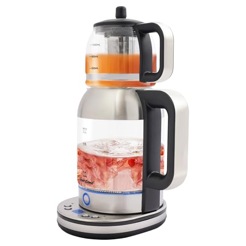 1+2L Edelstahl Glas Wasserkocher mit Temperatureinstellung (40-100°C) Teesieb und Warmhaltefunktion (40-90°C) Teekocher Elektrisch 2000W für Schlafzimmer, Küchen, Schlafsäle von KAPIPALA