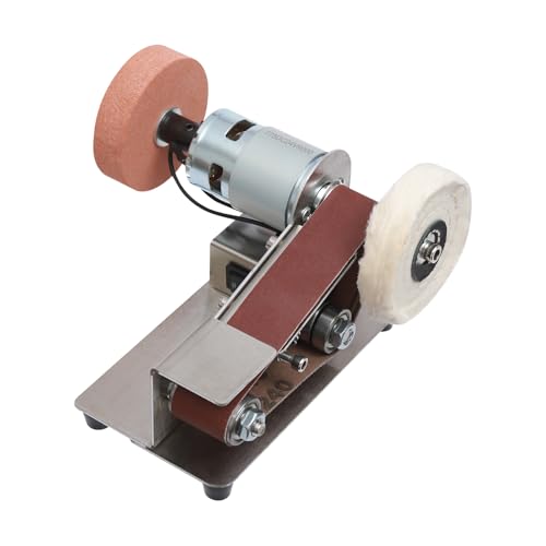 150W Mini Bandschleifer, 1-45° Einstellbarer Winkel Elektrischer Messerschärfer, 7-Stufig Verstellbarer Polierer mit 20-Teiligen Schleifbändern Stand Bandschleifer 17.5 x 11 x 4cm von KAPIPALA