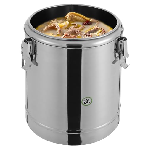 20L Profi Gastro Edelstahl Transport Thermobehälter Edelstahl Frühstücks Suppentopf mit Seitlichen Tragegriffen und Deckel mit Gummiring Spannverschluss für Schulkantinen Hotels Warme Gerichte Reis 29 von KAPIPALA