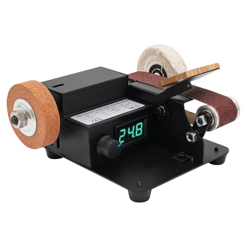 350W Elektrischer Stufenlos Regelbarer Geschwindigkeit Bandschleifer Mini Elektrobandschleifer mit 10 Bändern Geliefert und LCD Display für Metall Holz Aluminium Handgefertigte DIY 16x14x9cm von KAPIPALA