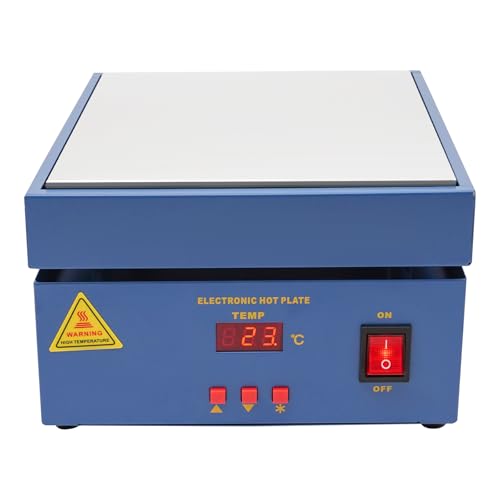 800W LCD Elektronische Heizplatte – Präzise Lötstation Heizplatte mit Temperaturregelung (50–400°C) für SMD, PCB, Laborbedarf – Edelstahl-Heizelement, Überhitzungsschutz – Inkl. EU-Kabel von KAPIPALA