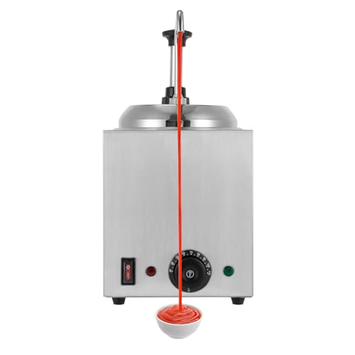 Cheese Warmer Dispenser, Stainless Steel Cheese Chocolate Dispenser, 2,5 Liter Fassungsvermögen Käsesoßenwärmer, für Erwärmen und Ausgeben von leicht verfestigten Soßen wie Schokolade von KAPIPALA