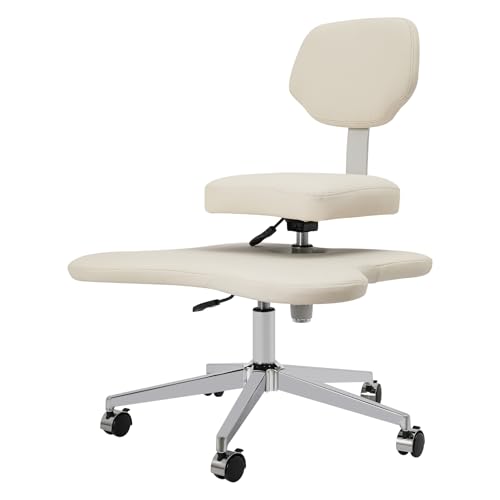 Homeoffice Stuhl mit Kreuzbeinen Meditationsstuhl Verstellbare Meditationshocker Bürostuhl mit Rollen (mit Bremsen) Sitzplätze Armless Ergonomischer Kniestuhl für Heimarbeiter, Yoga-Enthusiasten von KAPIPALA