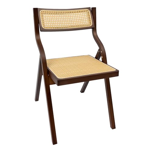 KAPIPALA Gartenstuhl Klappbar aus Bambus und Harz Rattan, Klappbarer Stuhl, Esszimmerstühle Rattan Retro Klappstuhl für Balkon, Garten, Terrasse 47.5x58.5x82cm von KAPIPALA