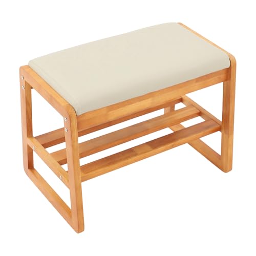 KAPIPALA Schuhbank mit Sitzfläche, Flur Bank mit Stauraum, Moderner Schuhregal aus Gummiholz, Eingangsbereich Sitzbank, Tragkraft 100 kg, Kirschholz-Optik, 55x34x42 cm KAPIPALA Schuhbank mit Sitzfläche, Flur Bank mit Stauraum, Moderner Schuhregal aus Gummiholz, Eingangsbereich Sitzbank, Tragkraft 100 kg, Kirschholz-Optik, 55x34x42 cm von KAPIPALA