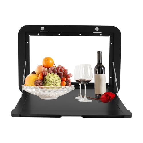 Wandmontiert RV Faltbarer Tisch, RV Aluminium-Legierung Picknicktisch, klapptisch Wand, Auto Externer Faltbarer Tisch mit Dual-Lock-Design für Vans, Pontons, Lastwagen 51x33cm (Schwarz) von KAPIPALA