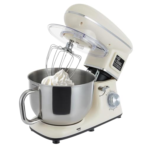 Küchenmaschine 1500W mit LCD Digitalanzeige Knet und RüHrfunktion 6,2L 6 Geschwindigkeit und 1 Impulsfunktion Profi Küchenmaschine Knetmaschine Küchen Kleinen Restaurants Bäckereien von KAPIPALA
