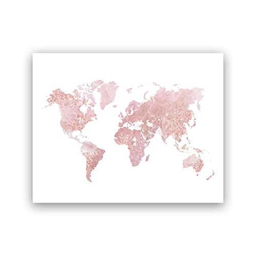 Erröten Rosa Weltkarte Drucke Leinwand Poster Minimalistische Wandkunst Leinwand Malerei Bild Nordischen Stil Wohnzimmer Kinder Wanddekoration(40x60cm Mit rahmen) von KAPOHU