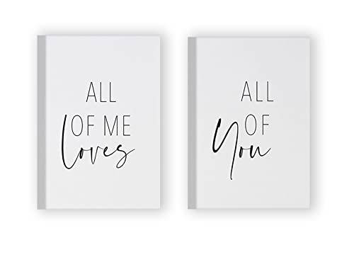 KAPOHU Minimalistisches Schwarz Weiß All Of Me Loves All Of You Zitat Poster und Drucke Leinwand Gemälde für Wohnzimmer Dekoration Bild(40x50cmx2 Mit rahmen) von KAPOHU