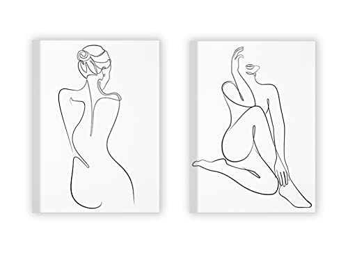 KAPOHU Sexy Lady Body Line Art Malerei Nackte Frau Yoga Leinwand Poster Abstrakte Strichzeichnung Druck Moderne Wandbilder Wohnkultur(40x50cmx2 Mit rahmen) von KAPOHU