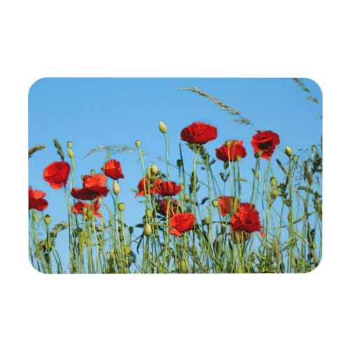 Abtropfmatte mit Mohnblumen auf Himmel, Kieselgur, saugfähige Matte passt zu jeder Theke für mehrere Verwendungszwecke für Zuhause von KAPPTYY