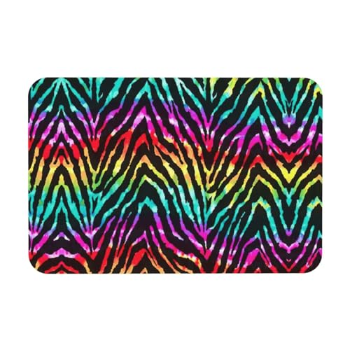 Abtropfmatte mit buntem Regenbogen-Zebra-Druck, Kieselgur, saugfähig, passt zu jeder Theke, vielseitig einsetzbar für Zuhause von KAPPTYY