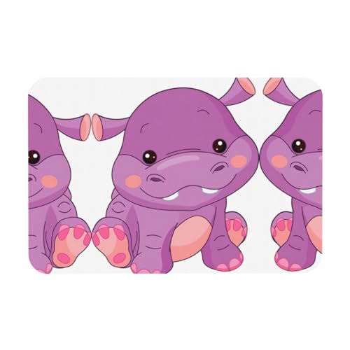 Abtropfmatte mit violettem Nilpferd-Motiv, Kieselgur, saugfähig, passt zu jeder Theke, vielseitig einsetzbar für Zuhause von KAPPTYY