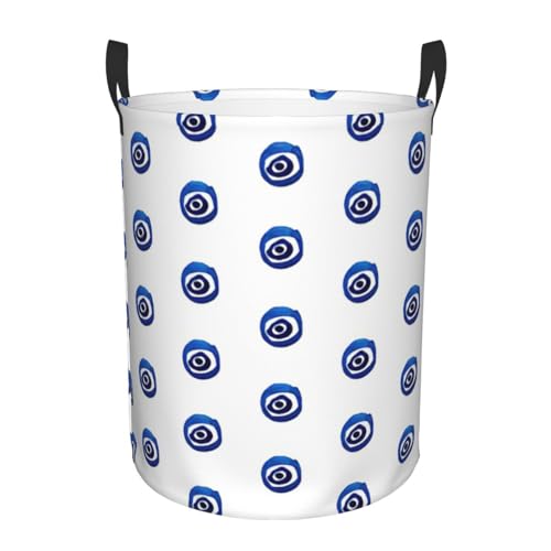 Evil Eyes Printing Personalisierter runder Wäschekorb für schmutzige Kleidung, stehendes Design, funktioniert in Badezimmer und Schrank von KAPPTYY