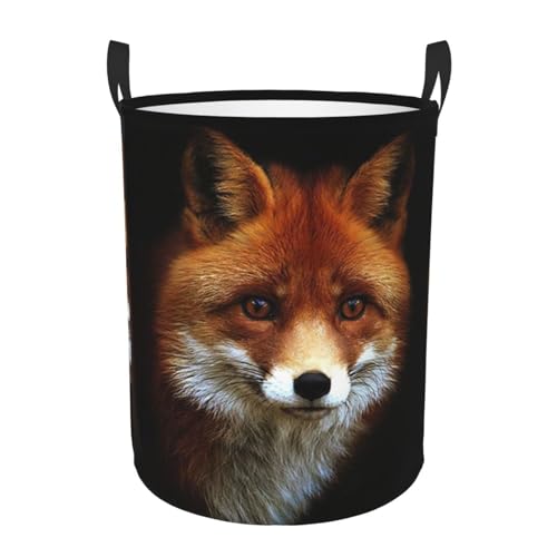 Fox Printing Personalisierter runder Wäschekorb für schmutzige Kleidung, stehendes Design, funktioniert in Badezimmer und Schrank von KAPPTYY