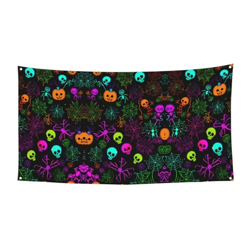 Halloween Schädel Druck Holloween Festliche Banner Dekorationen Schild für Feiern Einfach Mit Seilen aufzuhängen 1 Packung von KAPPTYY