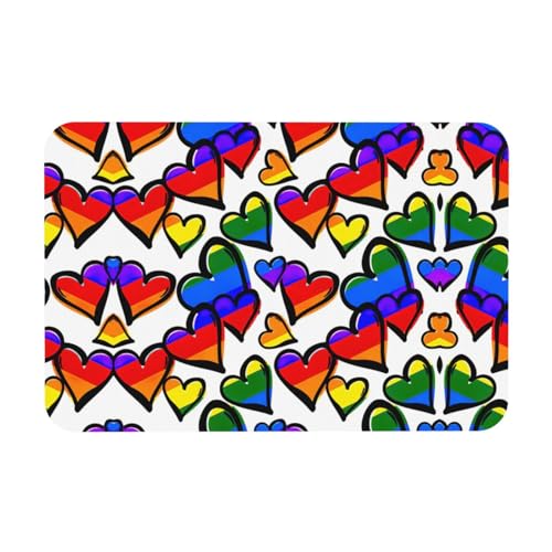 KAPPTYY Abtropfmatte aus Kieselgur in Regenbogenfarben, mit Herzmotiv, saugfähig, passt zu jeder Theke, vielseitig einsetzbar für Zuhause von KAPPTYY