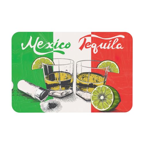 KAPPTYY Abtropfmatte mit Mexiko-Flagge und Tequila-Druck, Kieselgur, saugfähig, passt zu jeder Theke und kann vielseitig verwendet werden von KAPPTYY