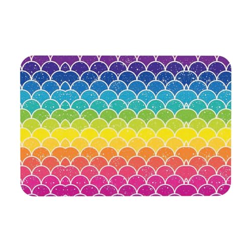 KAPPTYY Abtropfmatte mit Regenbogenfischschuppen-Druck, Kieselgur, saugfähige Matte, passt zu jeder Theke für mehrere Verwendungszwecke für Zuhause von KAPPTYY