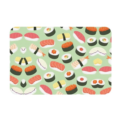 KAPPTYY Abtropfmatte mit Sushi-Lebensmittelmuster, Kieselgur, saugfähige Matte, passt zu jeder Theke, vielseitig einsetzbar für Zuhause von KAPPTYY