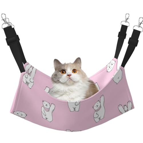 KAPPTYY Eisbär-Hängematten-Bett zum Aufhängen, mit verstellbaren Gurten und Metallhaken, doppelseitiges Bett, Rosa von KAPPTYY