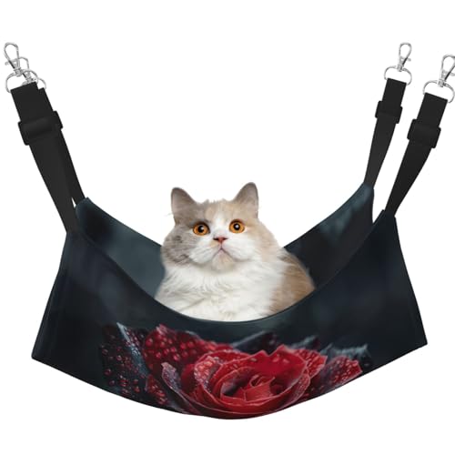 KAPPTYY Hängematte, Rote und schwarze Rose, mit verstellbaren Gurten und Metallhaken, doppelseitiges Bett von KAPPTYY